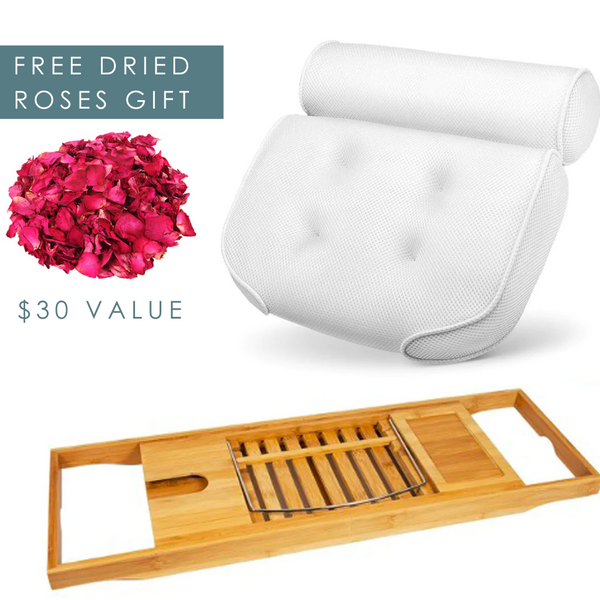 Bath Pillow And Bath Caddy Bundle By LuxeBath™ + Free Gift